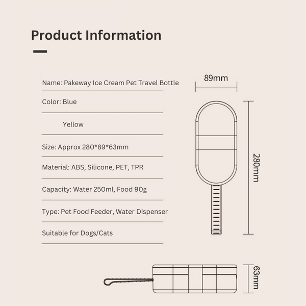 Pakeway Ice Cream Pet Travel Bottle - Blue