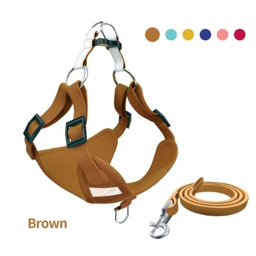 Suede Dog Cat Walking Harness with Leash
