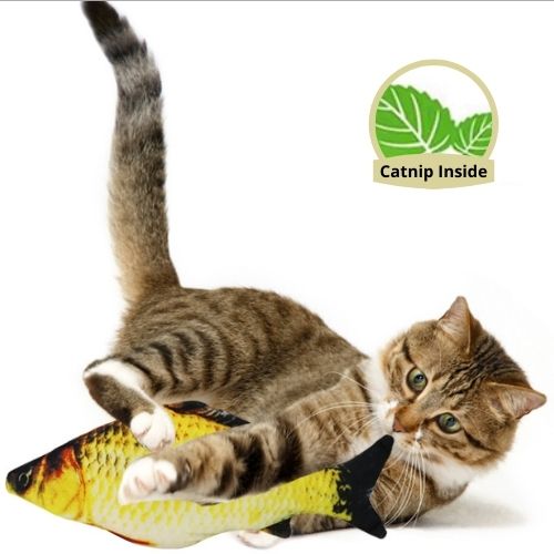 Pet Cat Play Toys Fish Shape Catnip Pillow Scratch Chewable
