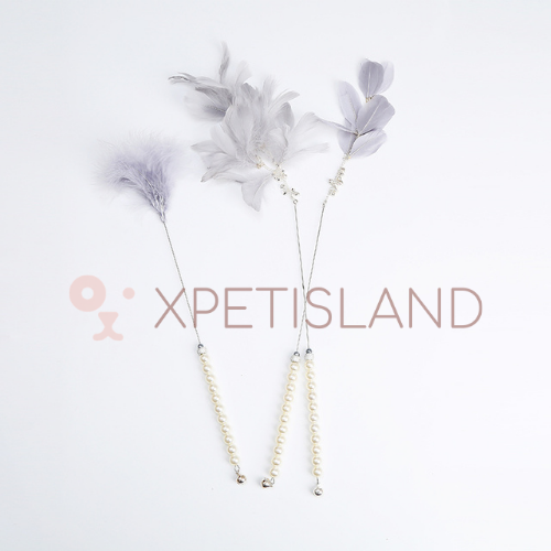 Luxury Cat Sound Feather Wand With Pearl - 3pcs