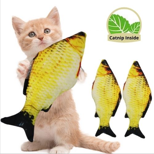 Pet Cat Play Toys Fish Shape Catnip Pillow Scratch Chewable