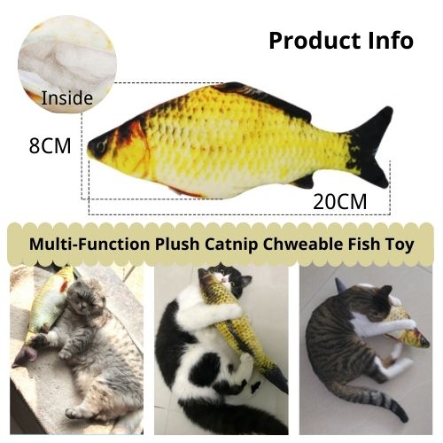 Pet Cat Play Toys Fish Shape Catnip Pillow Scratch Chewable