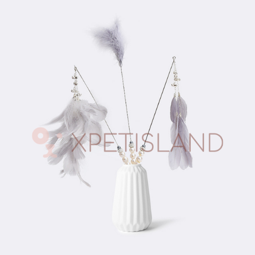 Luxury Cat Sound Feather Wand With Pearl - 3pcs