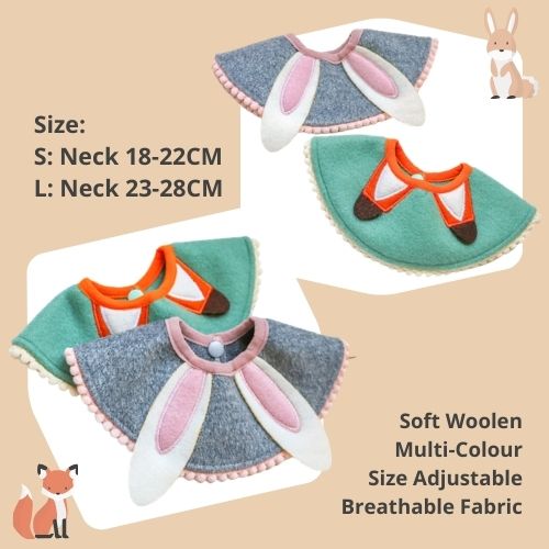 Adjustable Wool Collar Cute Animal Neck Scarf