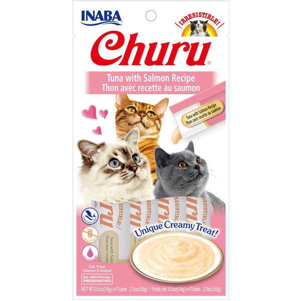 INABA® CHURU PURÉE CAT WET TREAT – TUNA WITH SALMON -14G X 4