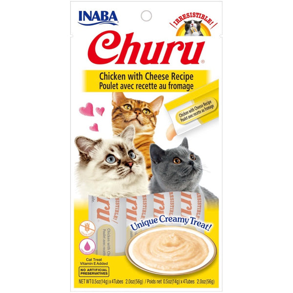INABA® CHURU PURÉE CAT WET TREAT – CHICKEN WITH CHEESE -14G X 4