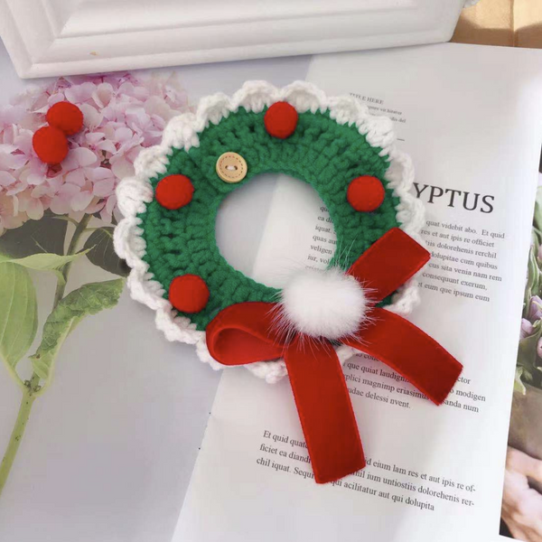 Pet Cat Dog Christmas Knitting Wool Collar