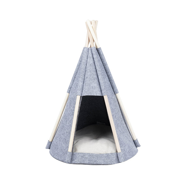 ZEZE Felt Teepee Pet Tent With Cushion Bed