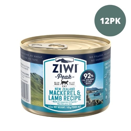 Ziwi Peak Cat Canned Wet Food - Mackerel & Lamb 185g - 12PK