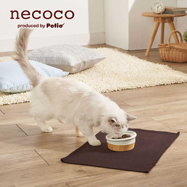 Petio Necoco Wood Grain Ceramic Cat Inclined Feeding Bowl – Wet Food