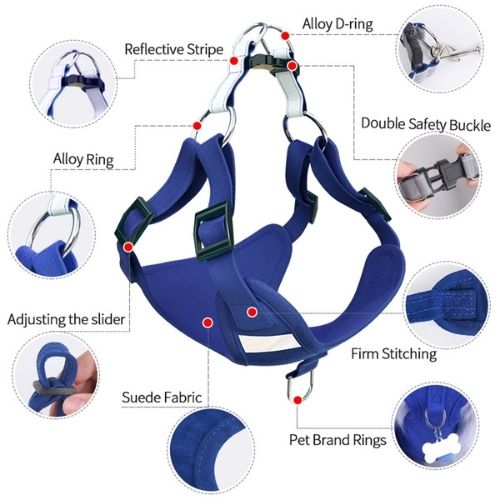 Suede Dog Cat Walking Harness with Leash