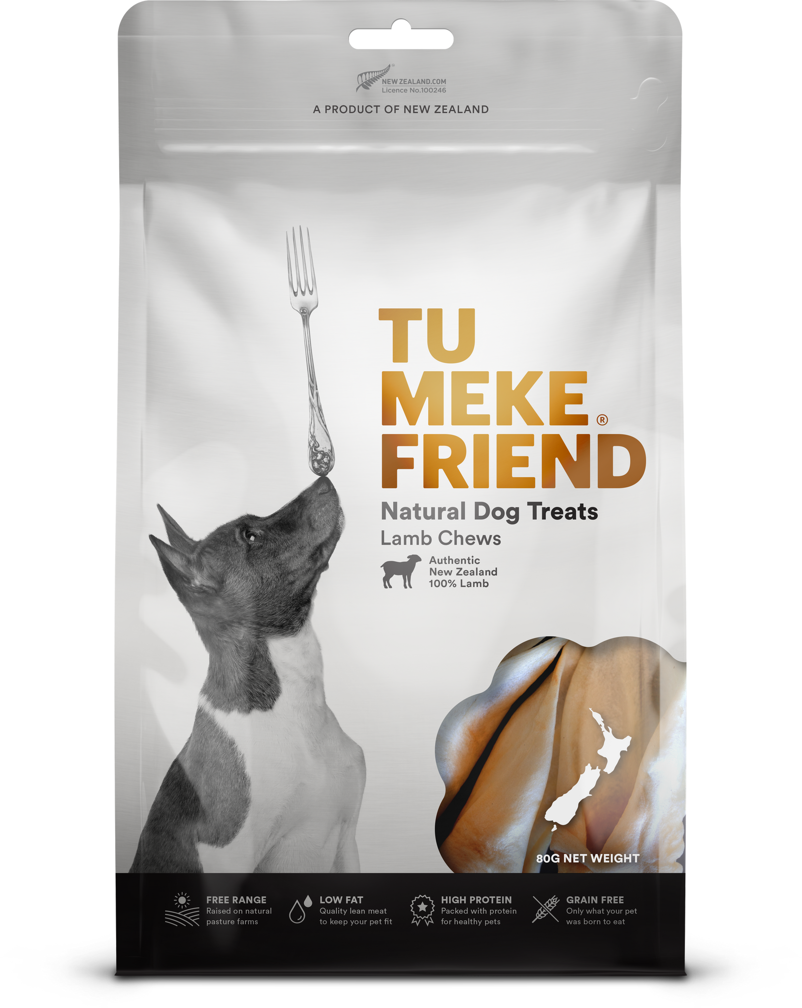 TU MEKE FRIEND Air-Dried Natural Dog Treats Lamb Chews 80G