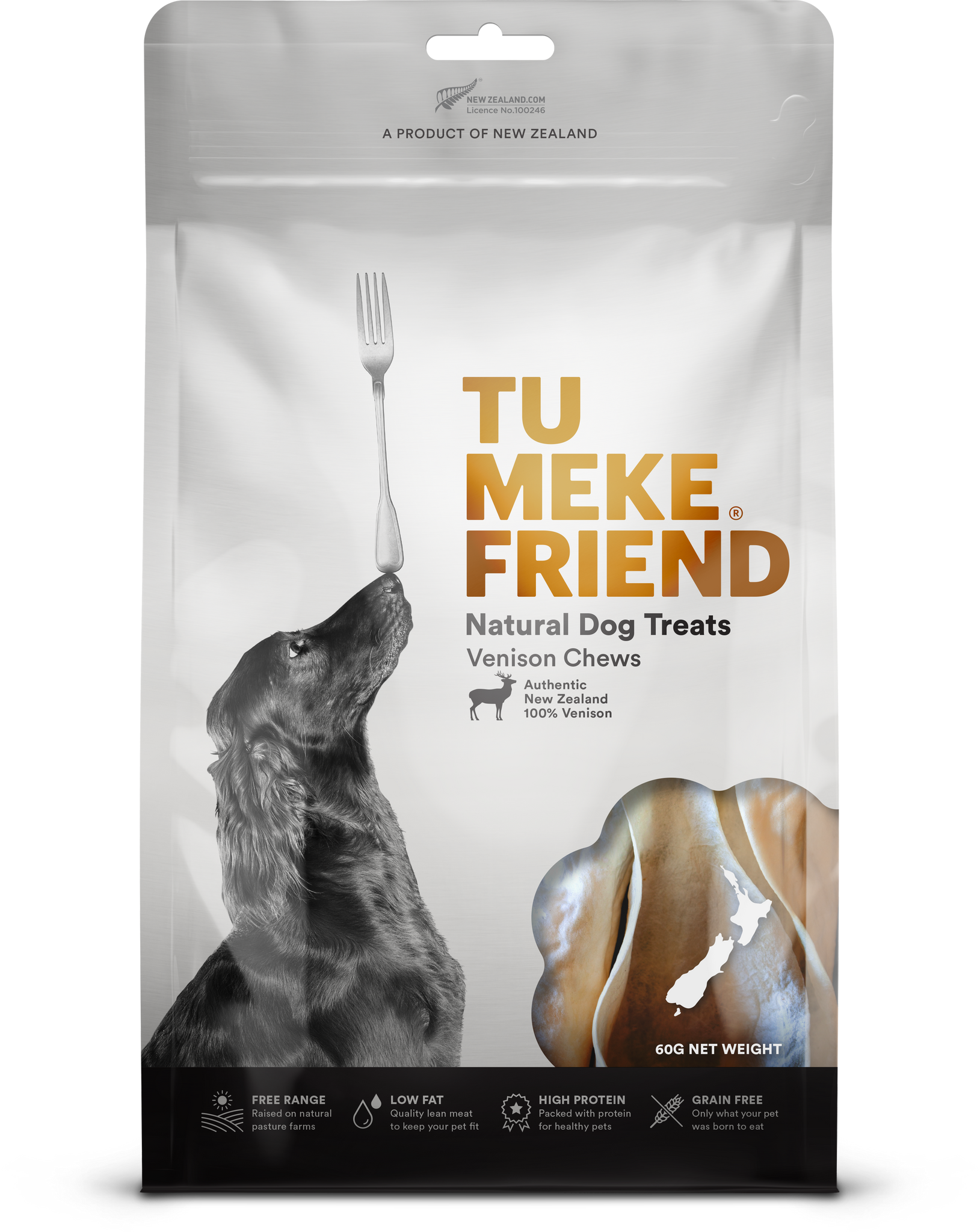 TU MEKE FRIEND Air-Dried Natural Dog Treats Venison Chews 60G