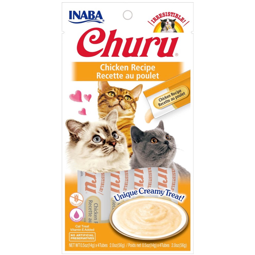 INABA® CHURU PURÉE CAT WET TREAT – CHICKEN -14G X 4