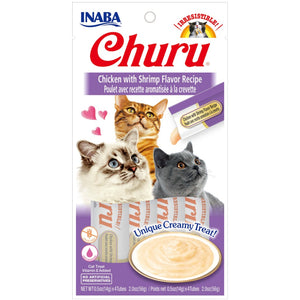 INABA® CHURU PURÉE CAT WET TREAT – CHICKEN WITH SHRIMP -14G X 4